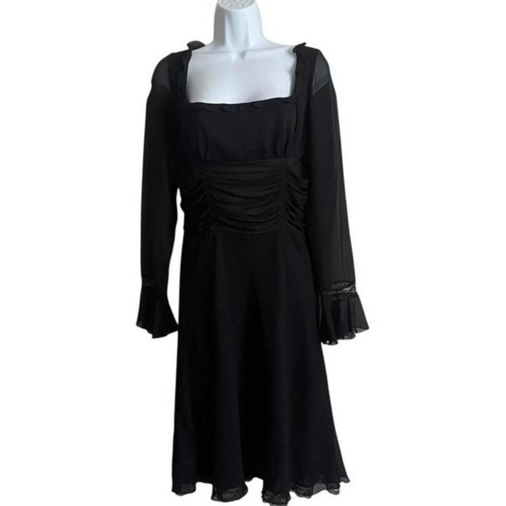 VTG Y2K Dark Coquette Milkmaid Whimsigoth Vamp Witchy Silk Babydoll Midi Dress 8